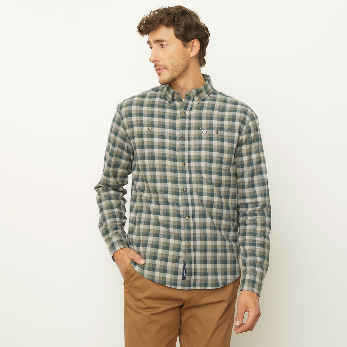 UNIVERSITY CLUB - Camisa Casual Manga Larga Algodón Regular Hombre University Club