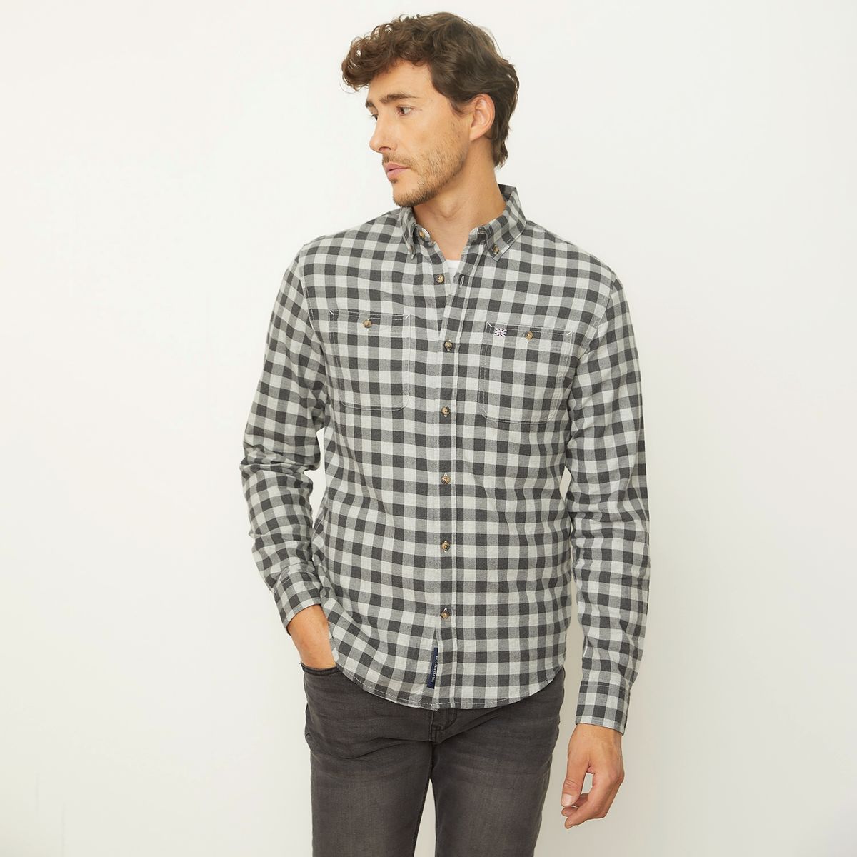 UNIVERSITY CLUB - Camisa Casual Manga Larga Algodón Regular Hombre University Club