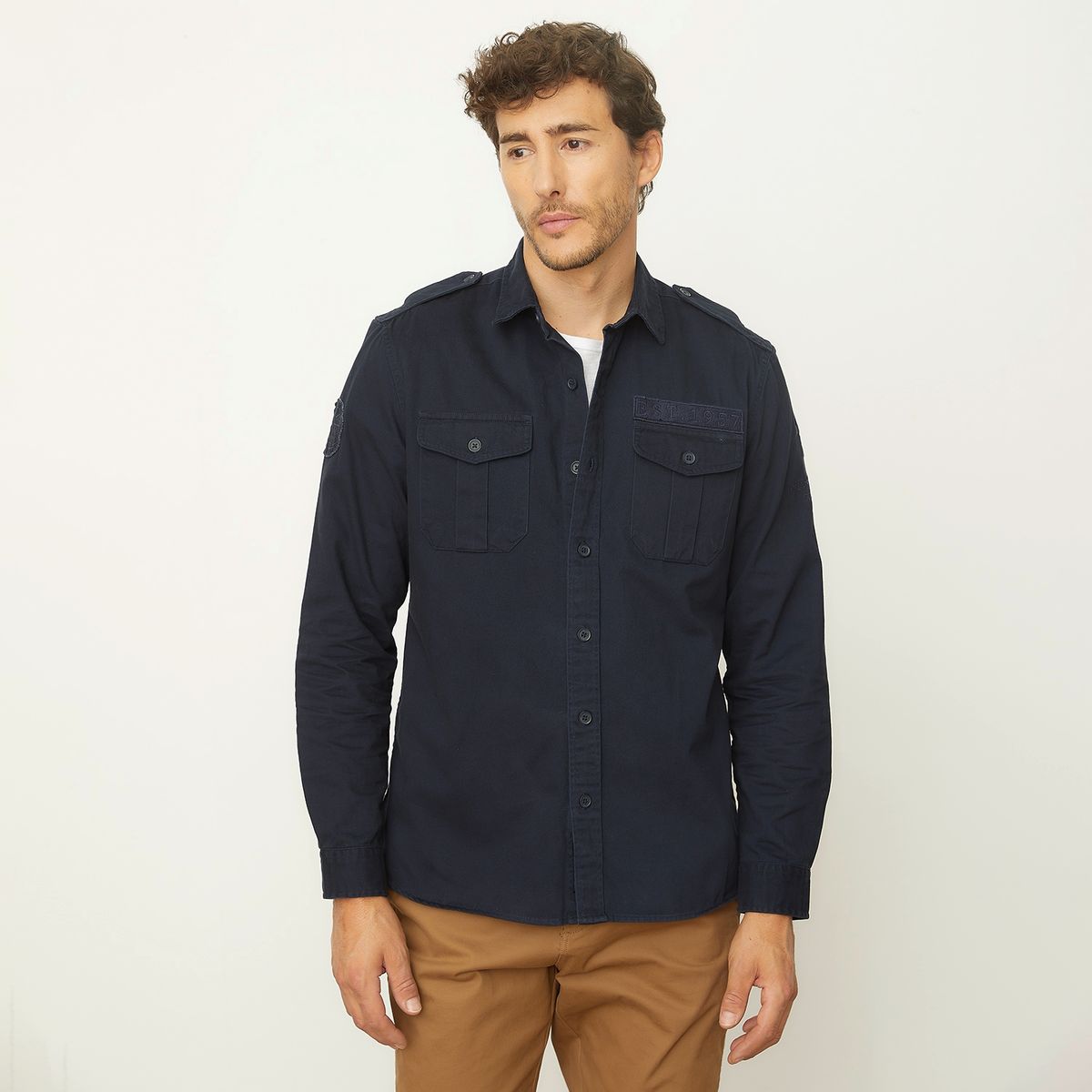 UNIVERSITY CLUB - Camisa Casual Manga Larga Algodón Regular Hombre University Club