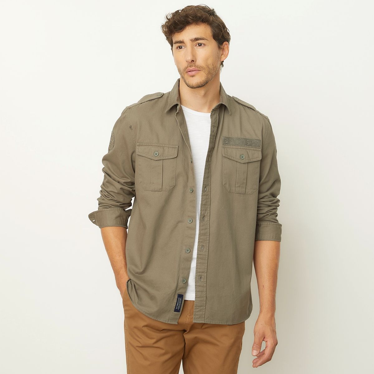 UNIVERSITY CLUB - Camisa Casual Manga Larga Algodón Regular Hombre University Club