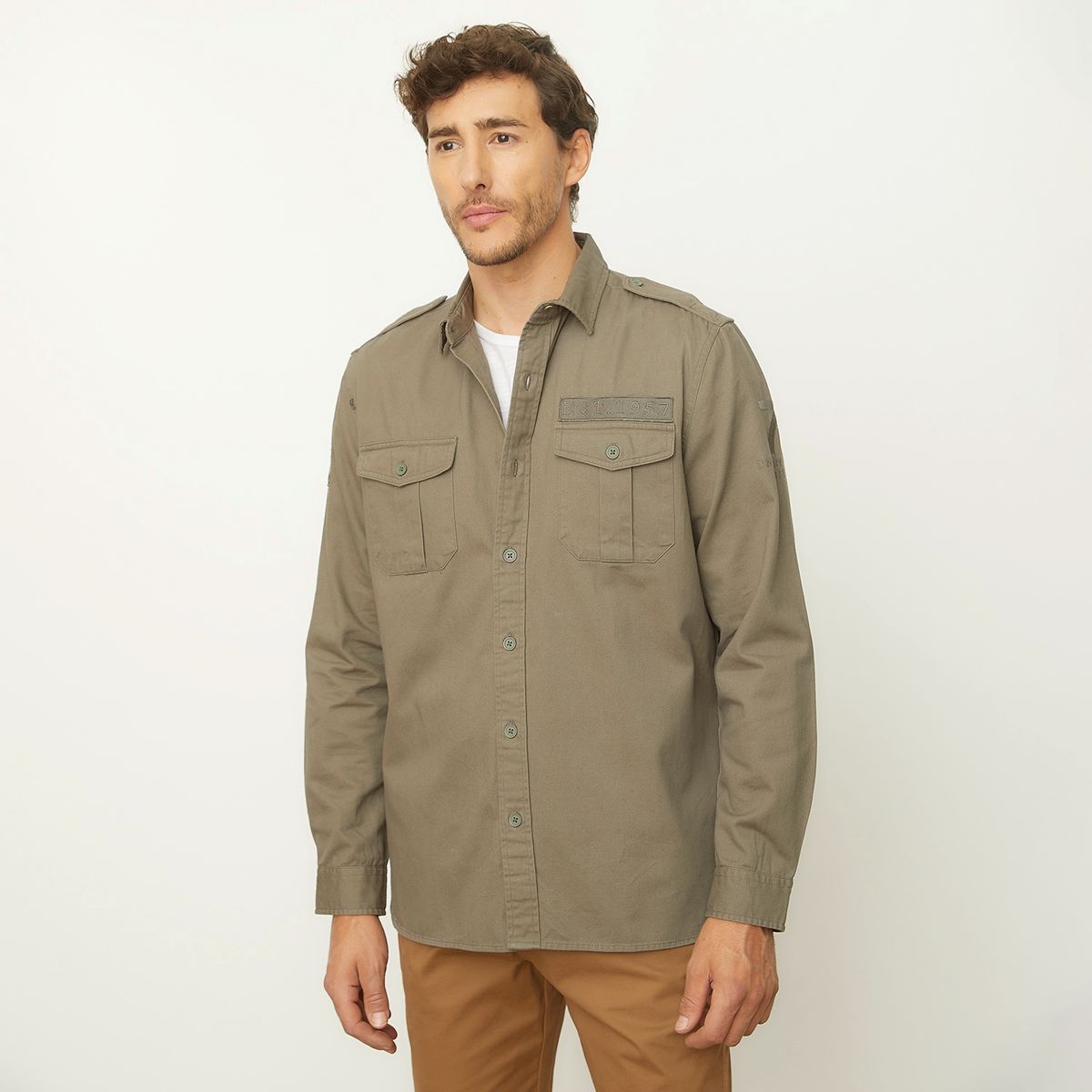 UNIVERSITY CLUB - Camisa Casual Manga Larga Algodón Regular Hombre University Club