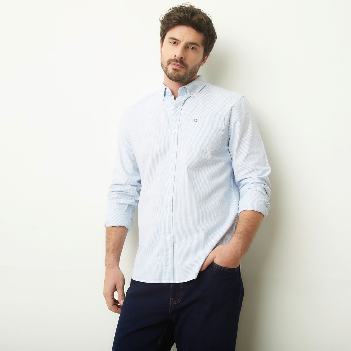 UNIVERSITY CLUB - Camisa Casual Manga Larga Algodón Hombre University Club