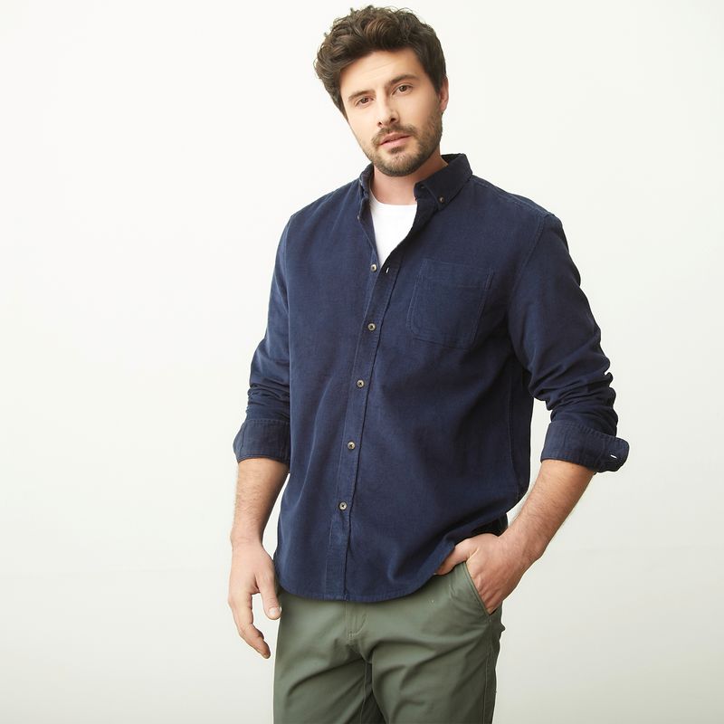 UNIVERSITY CLUB - Camisa Cotelé Manga Larga Algodón Hombre University Club