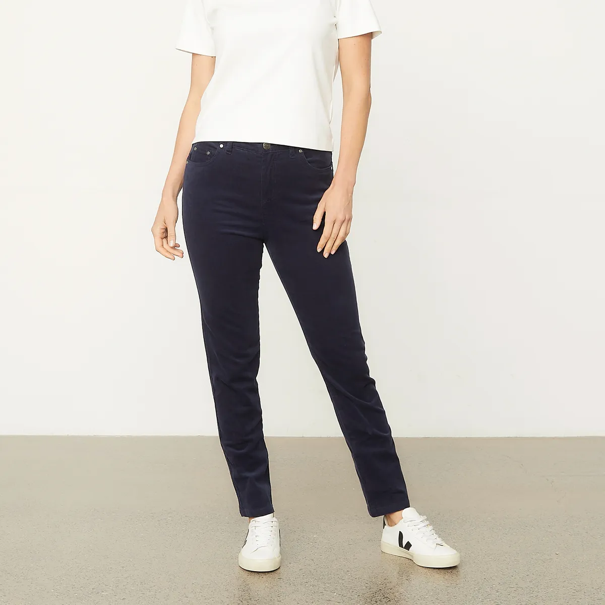 NEWPORT - Pantalón Recto Cotelé Tiro Alto Mujer Newport