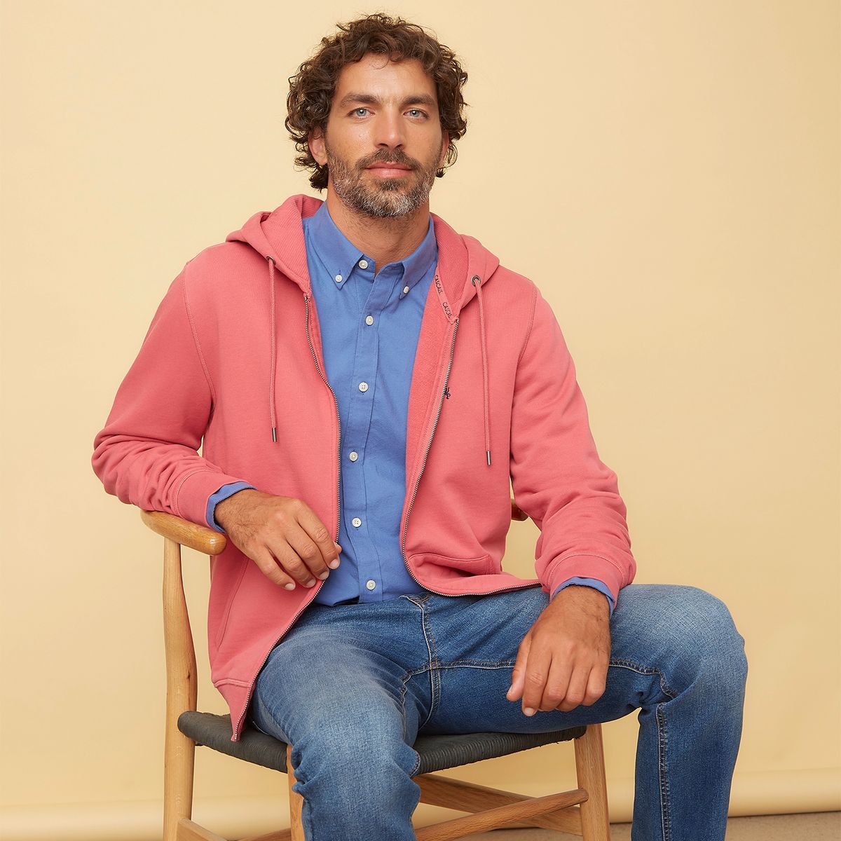 CASCAIS - Polerón Con Cierre Y Gorro Hombre Algodón Cascais