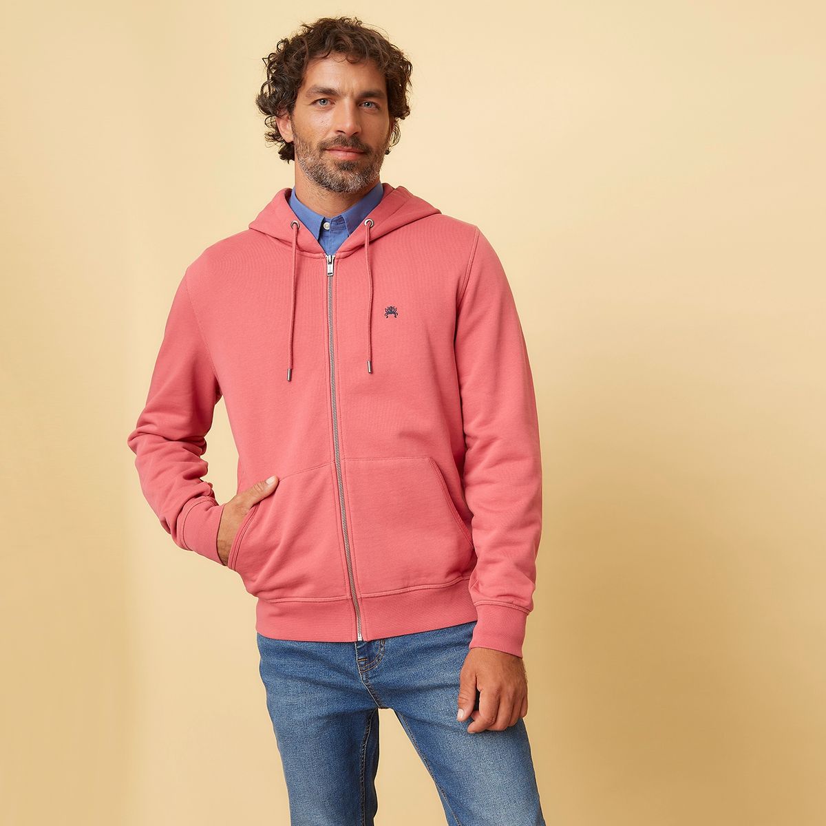 CASCAIS - Polerón Con Cierre Y Gorro Hombre Algodón Cascais