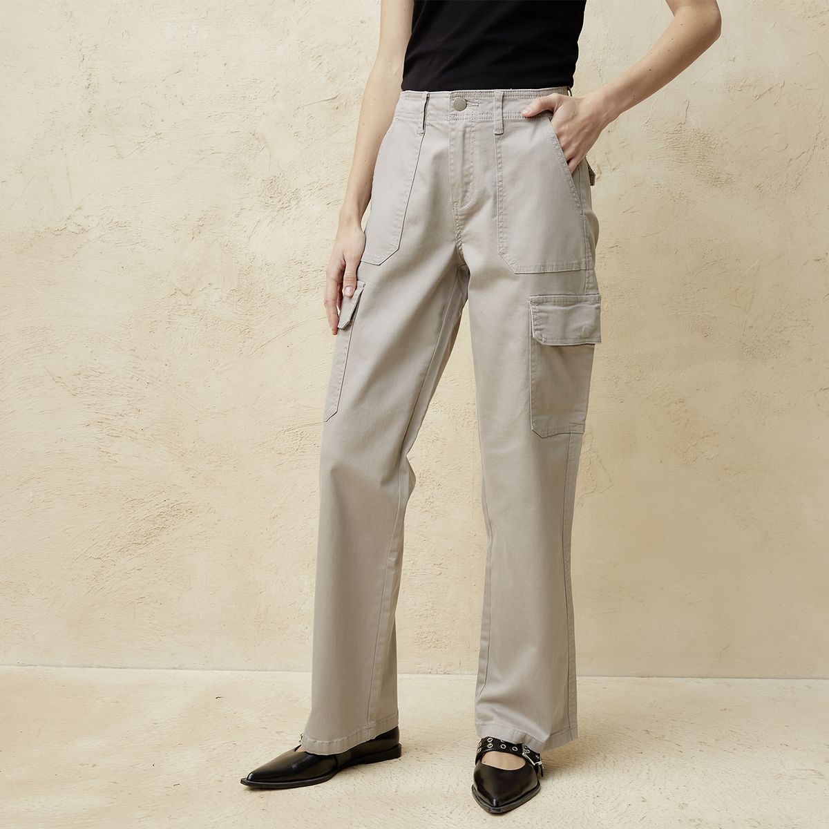 BASEMENT - Jeans Straight Tiro Alto Mujer Basement