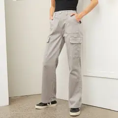 BASEMENT - Jeans Cargo Tiro Alto Mujer Fit Recto