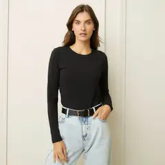 BASEMENT - Polera Manga Larga Algodón Mujer