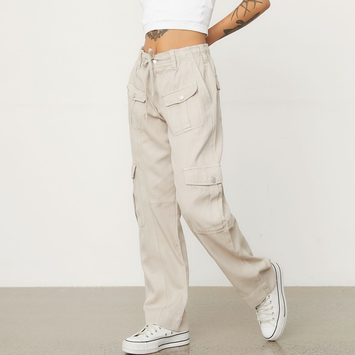 AMERICANINO - Pantalón Cargo Tiro Medio Mujer Americanino