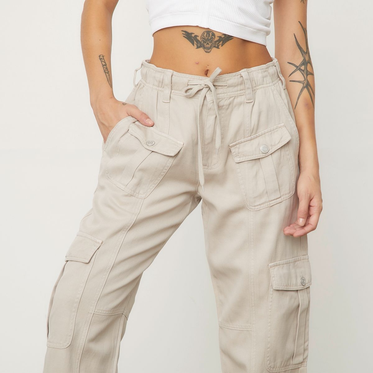 AMERICANINO - Pantalón Cargo Tiro Medio Mujer Americanino