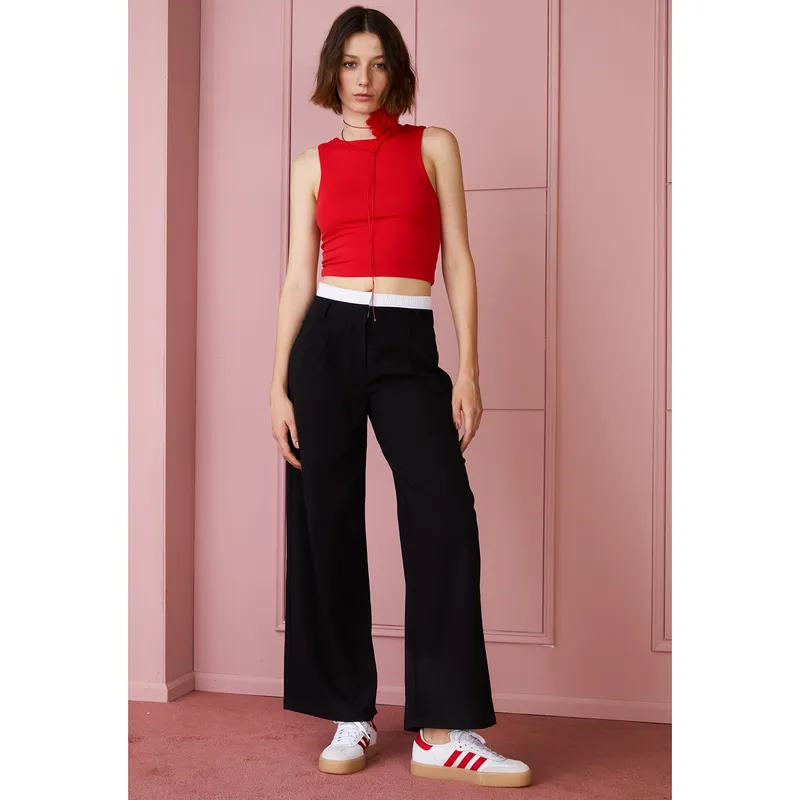 SYBILLA - Pantalón Wide Leg Tito Alto Mujer Sybilla