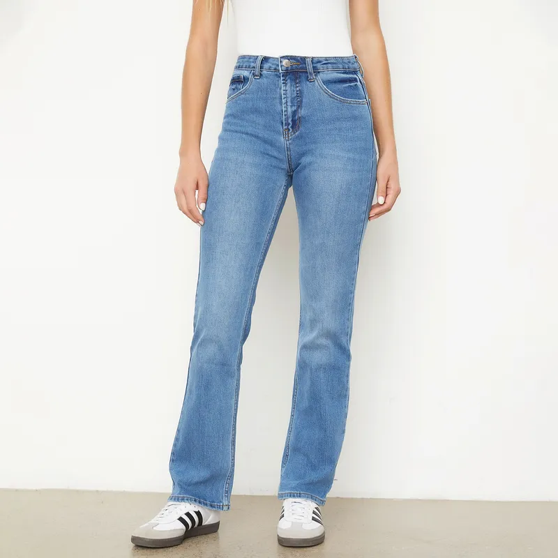 SYBILLA - Jeans Straight Tiro Alto Algodón Mujer Sybilla
