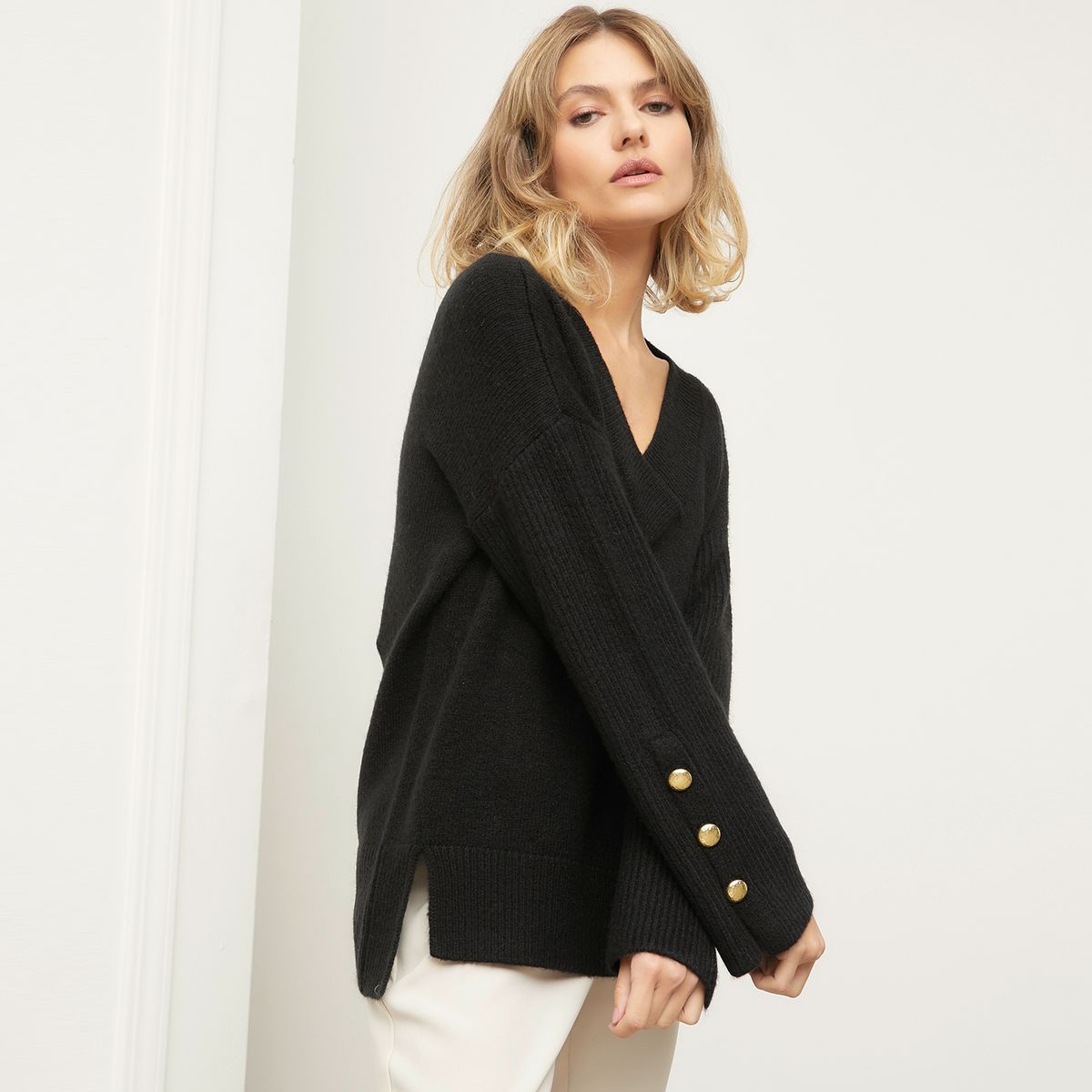 BASEMENT - Sweater Liso Manga Larga Mujer Basement