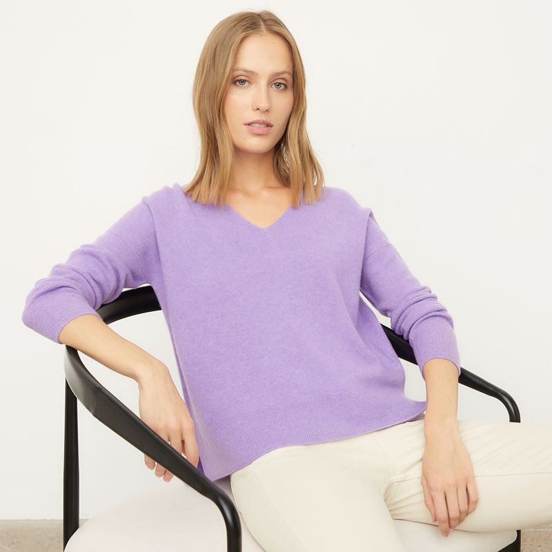 BASEMENT - Sweater Liso Lana Merino Manga Larga Mujer Basement