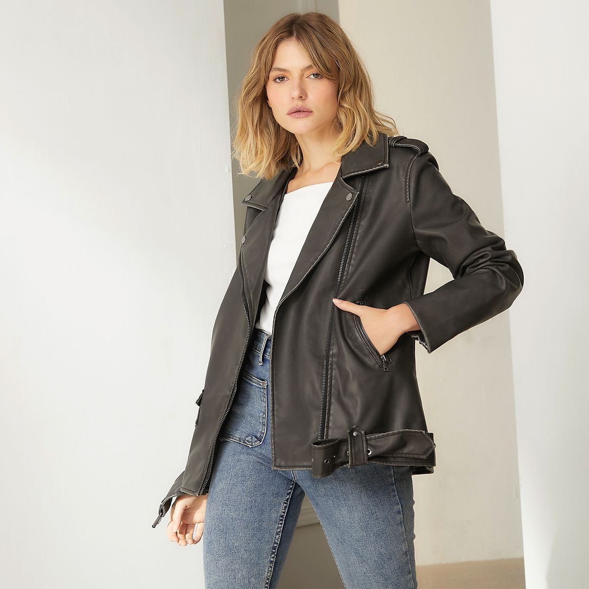 BASEMENT - Chaqueta Biker Mujer Basement