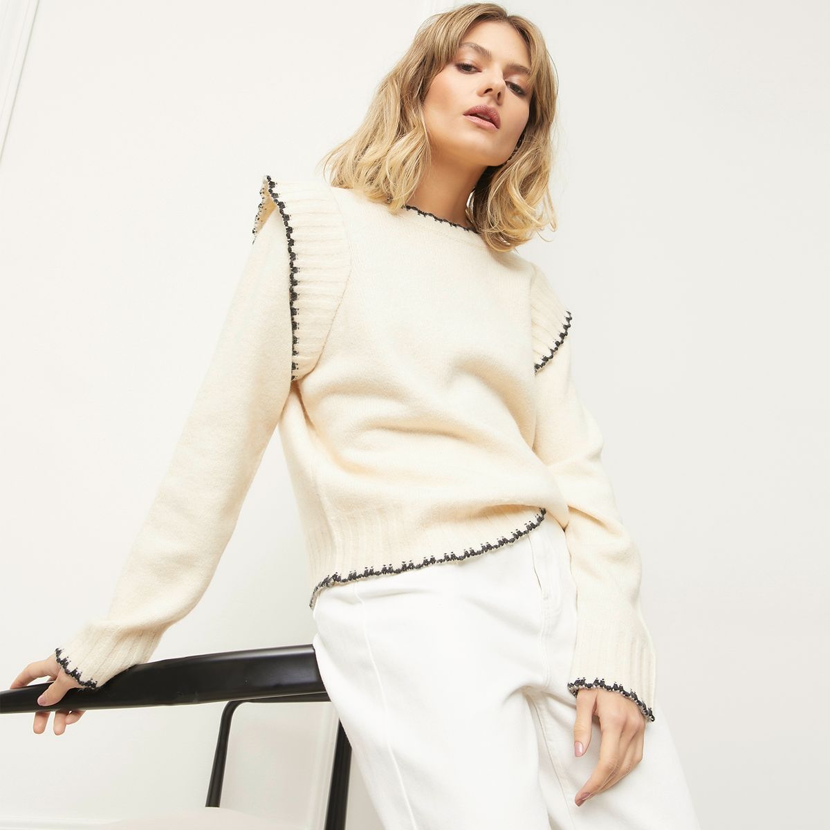 BASEMENT - Sweater Liso Manga Larga Mujer Basement