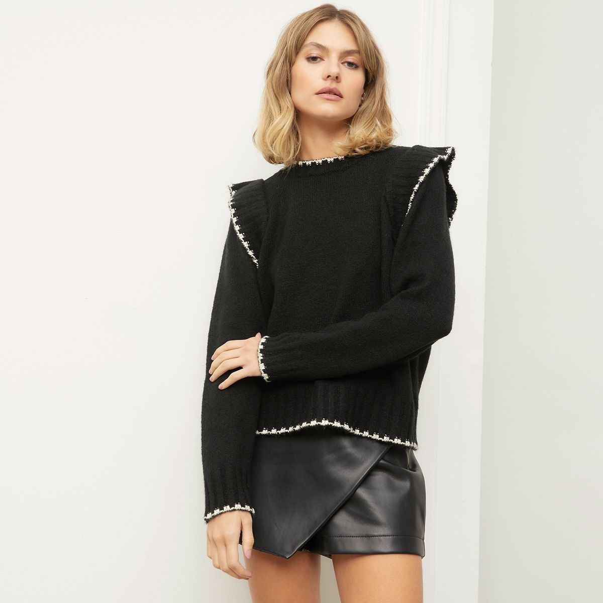 BASEMENT - Sweater Liso Manga Larga Mujer Basement