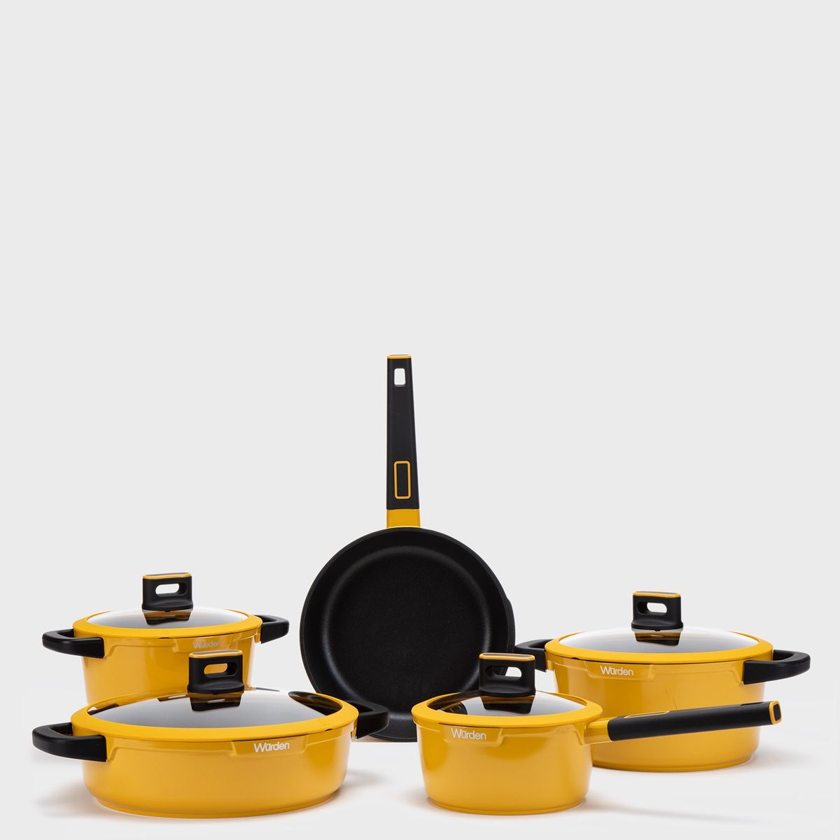 WURDEN - Batería De Cocina Antiadherente Preston 9 Piezas Amarilla Wurden