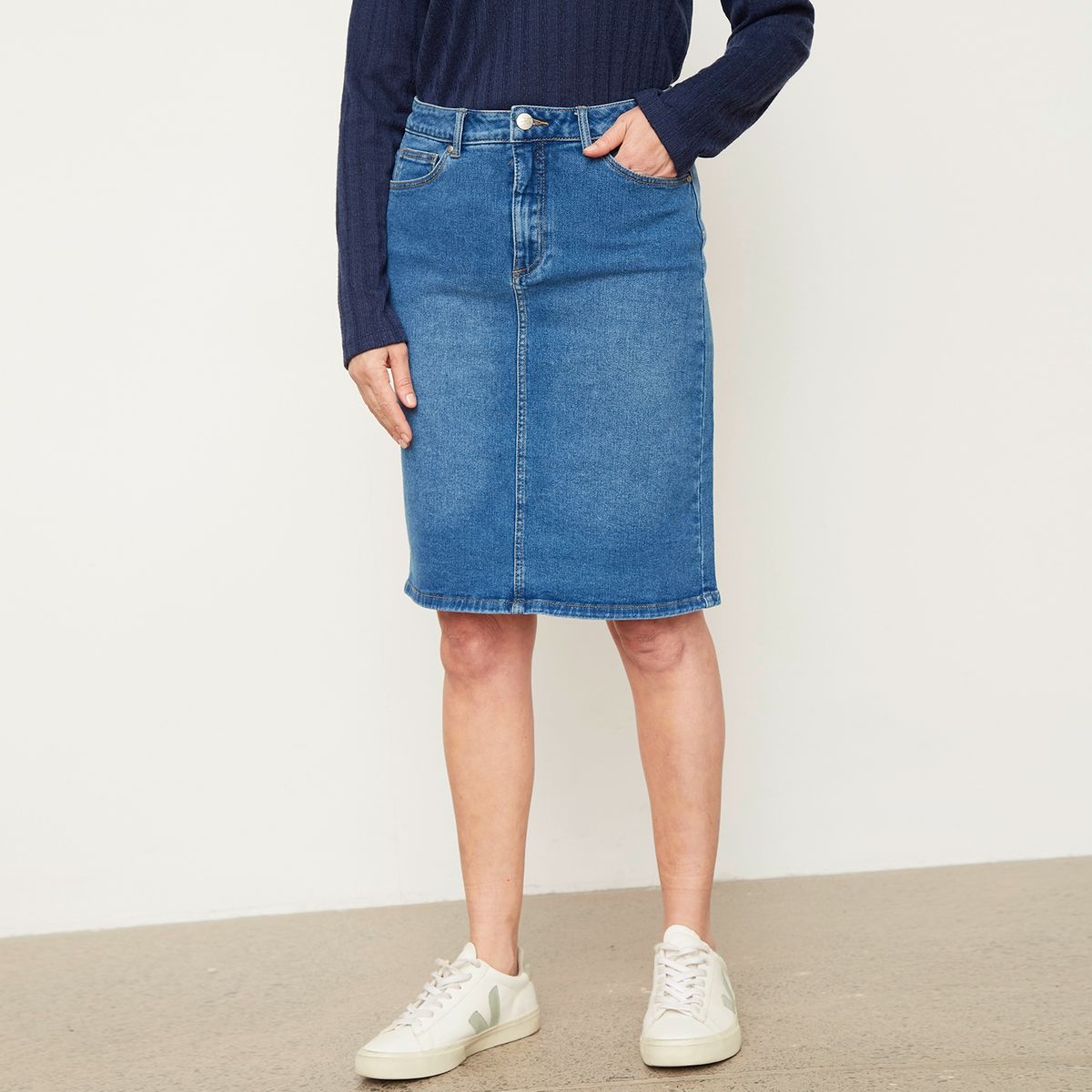 NEWPORT - Falda Newport Midi Algodón Mujer Diseño Liso