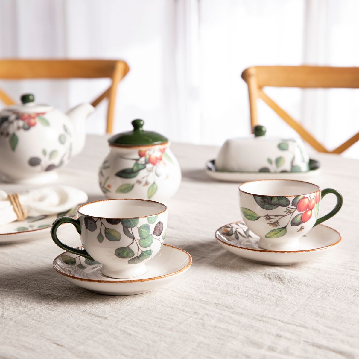 ROBERTA ALLEN - Set De 2 Tazas De Té Con Plato Fruits Roberta Allen