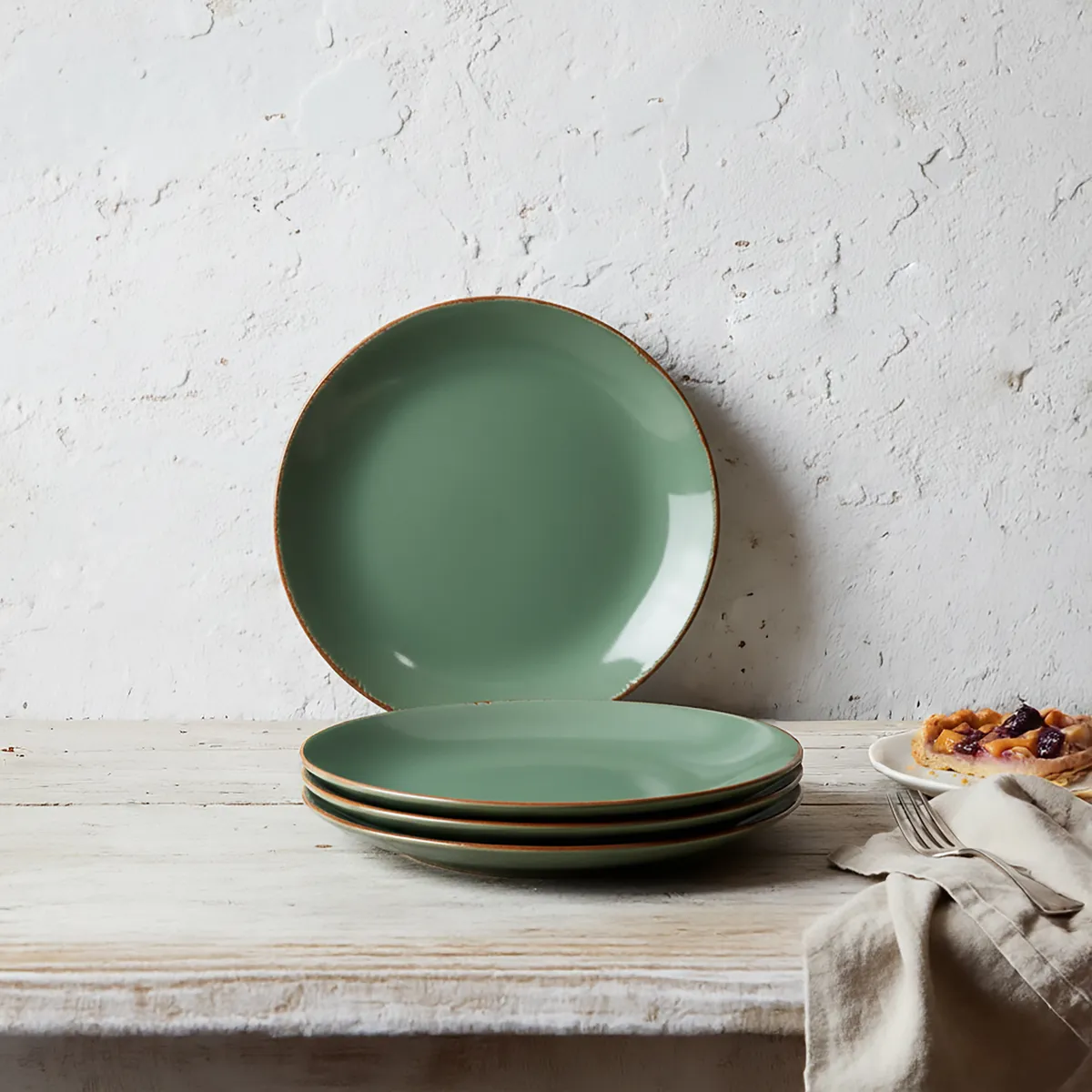 ROBERTA ALLEN - Set 4 Platos Postre Roberta Allen Fruits 19 Cm Gres Verde