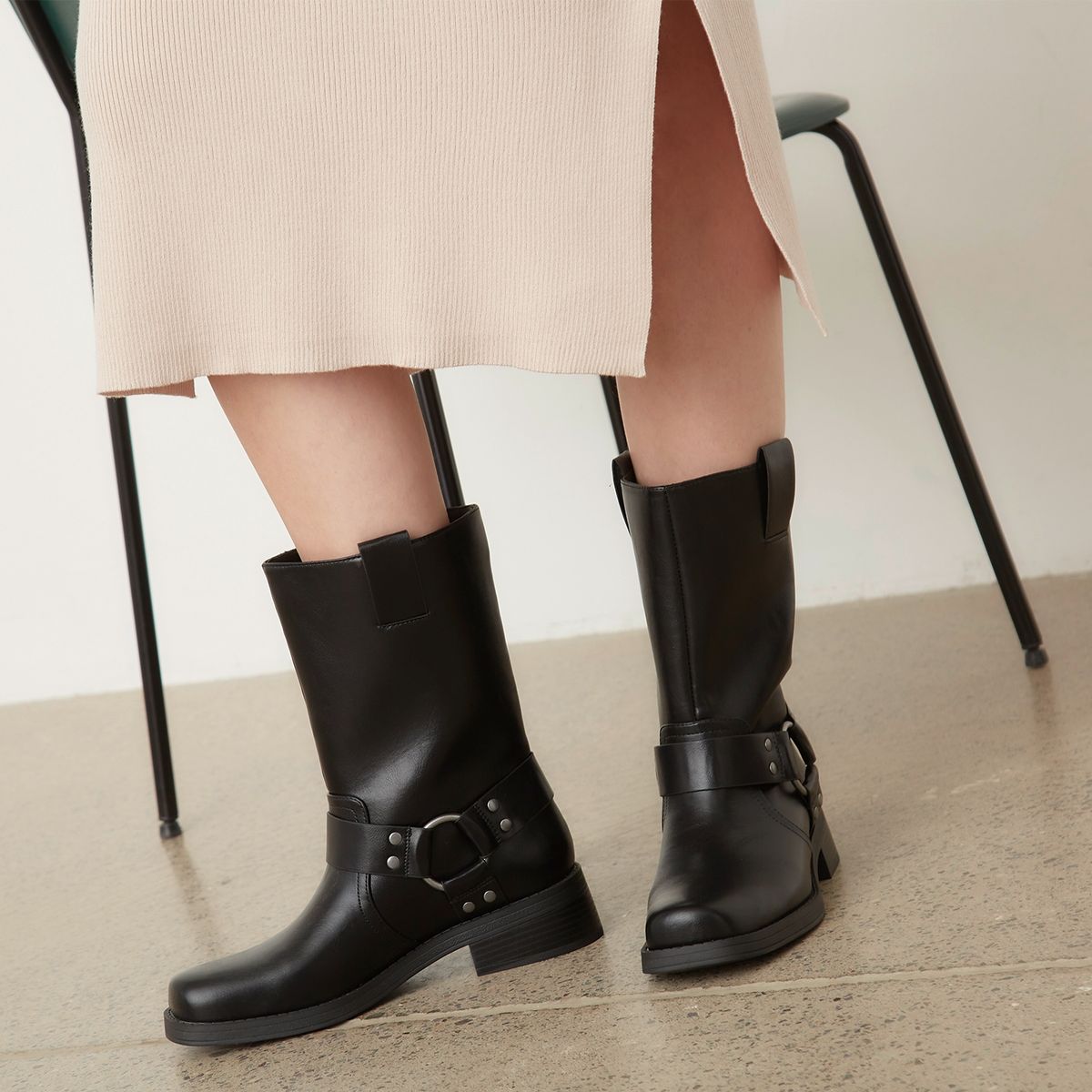 BASEMENT - Botín Biker Mujer Negro Basement