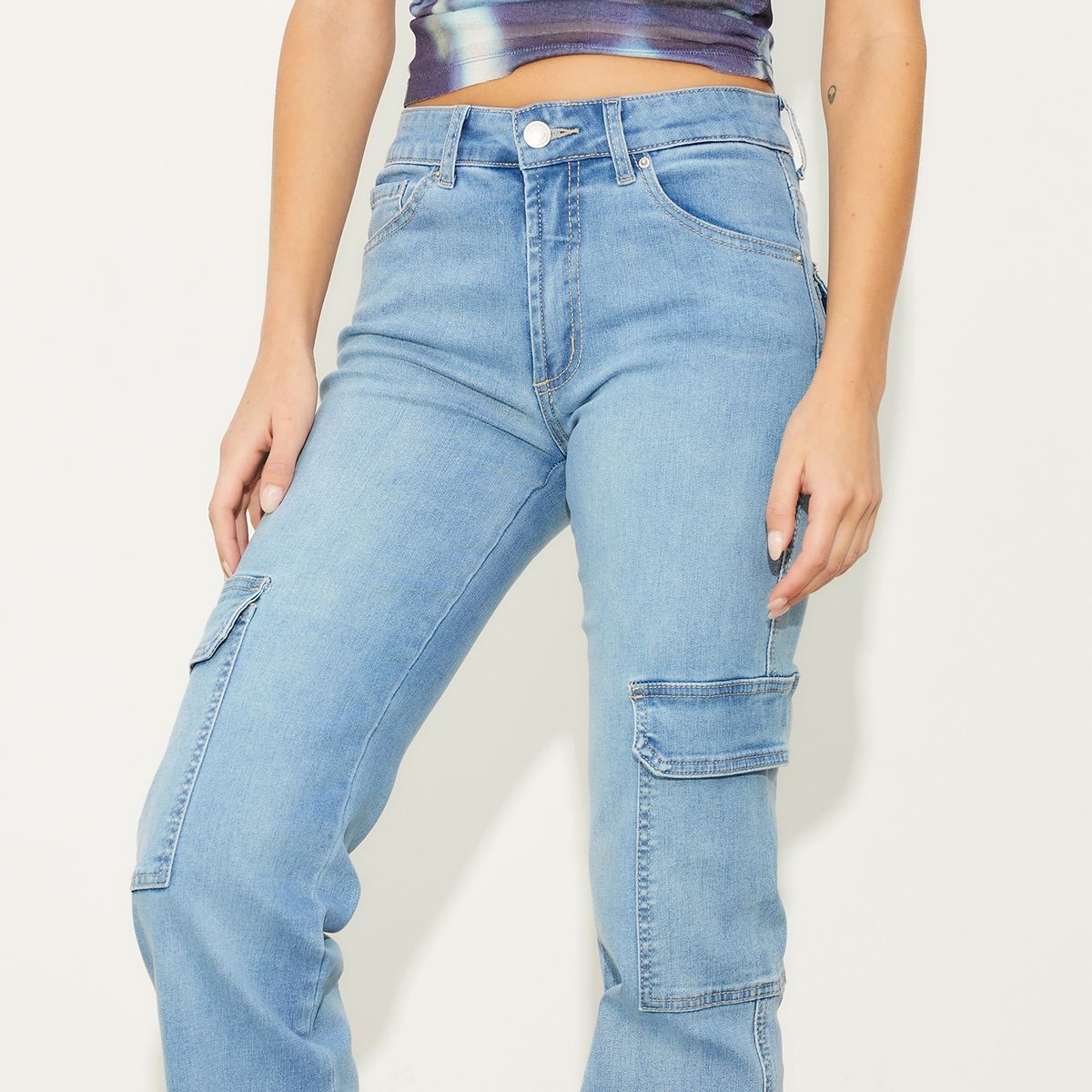 AMERICANINO - Jeans Cargo Tiro Medio Mujer Americanino