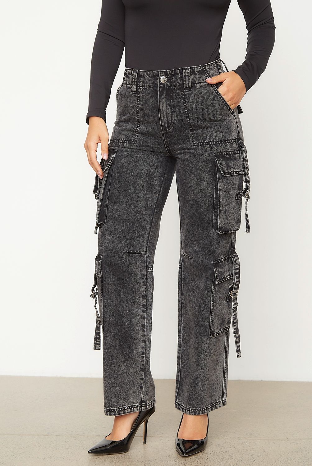 MOSSIMO - Jeans Cargo Tiro Medio Mujer Mossimo