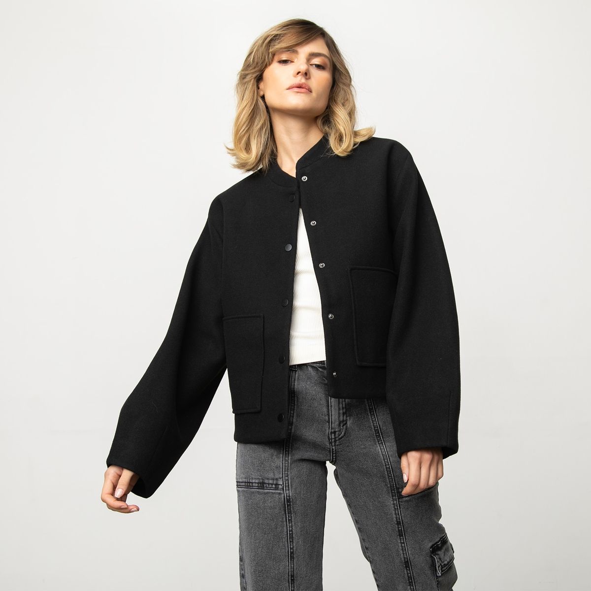 BASEMENT - Chaqueta De Paño Mujer Basement