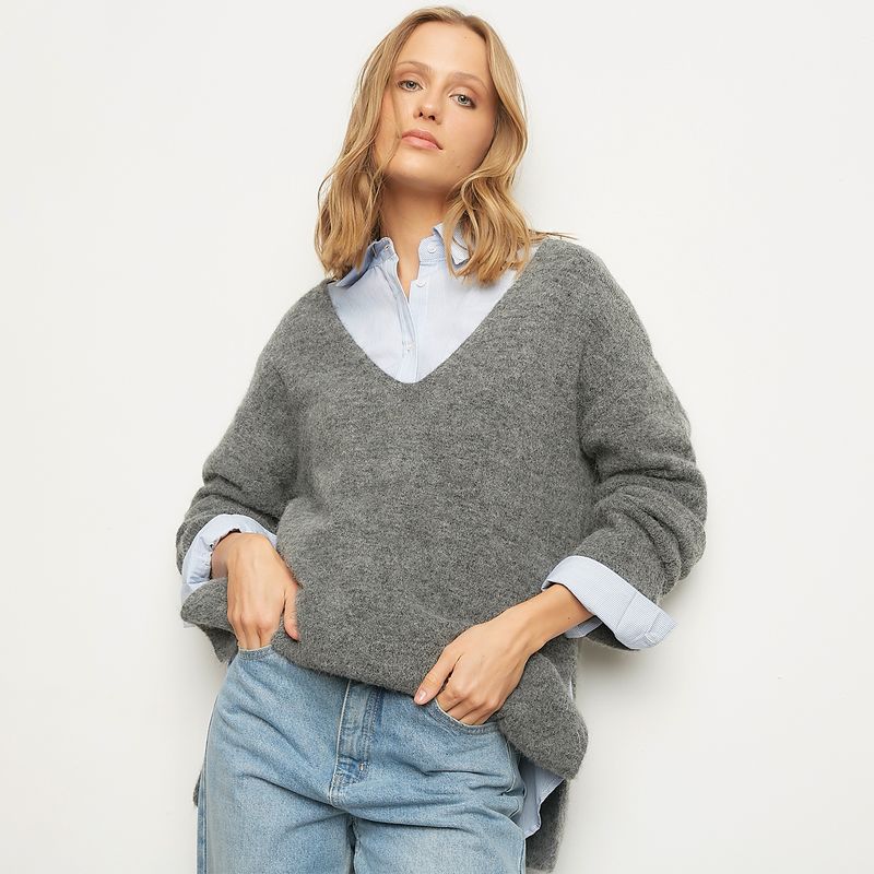 BASEMENT - Sweater Liso Manga Larga Mujer Basement