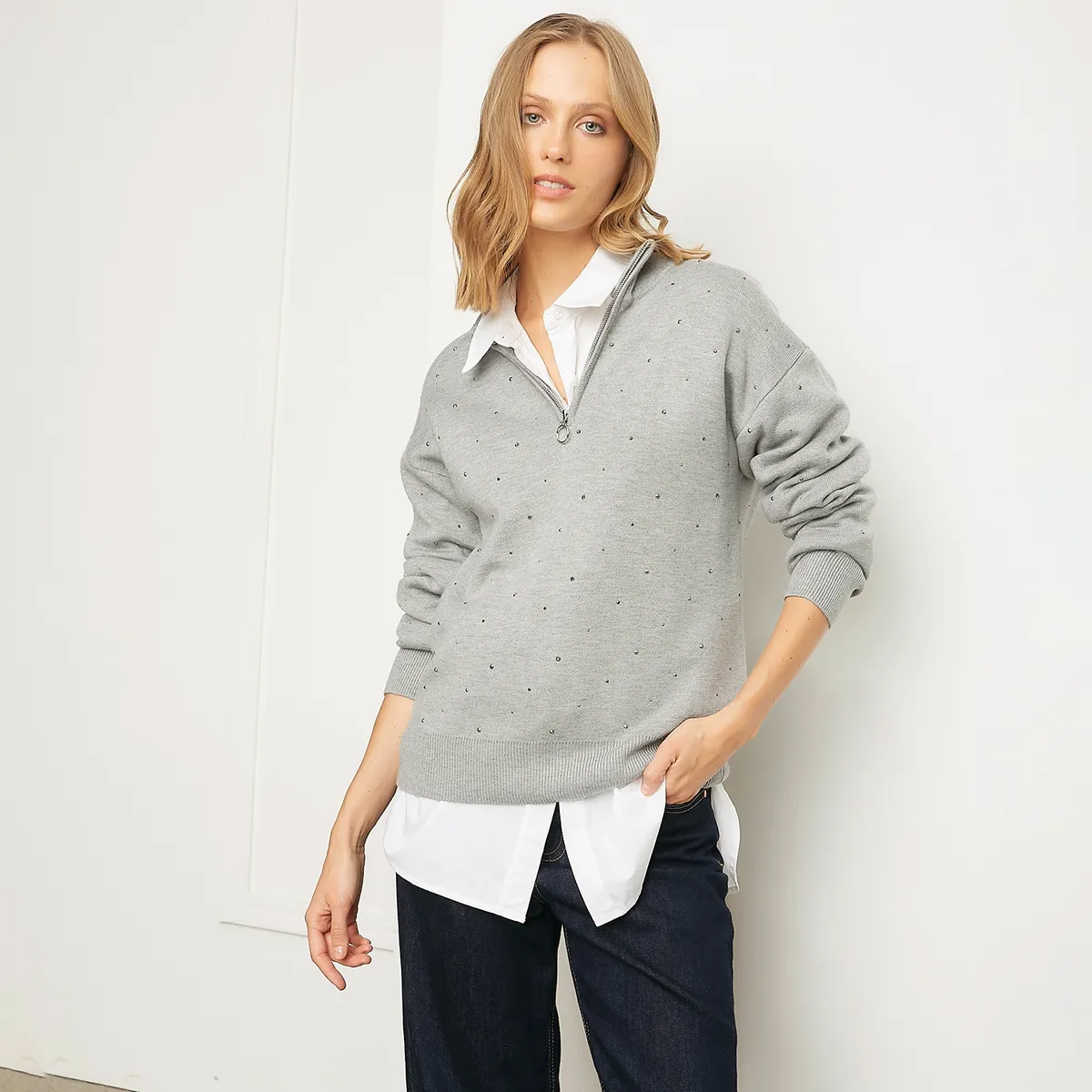 BASEMENT - Sweater Manga Larga Mujer Basement