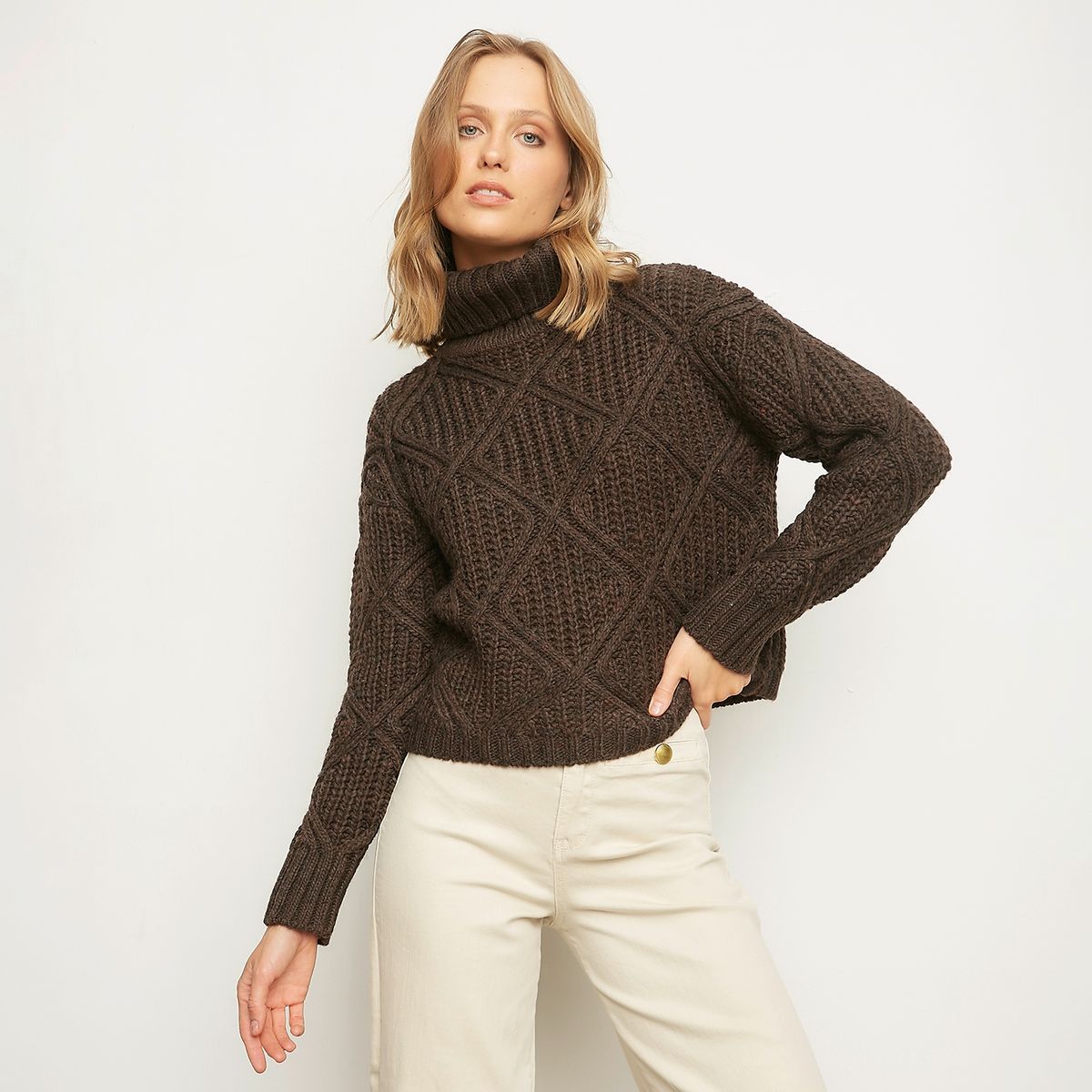 BASEMENT - Sweater Liso Manga Larga Mujer Basement