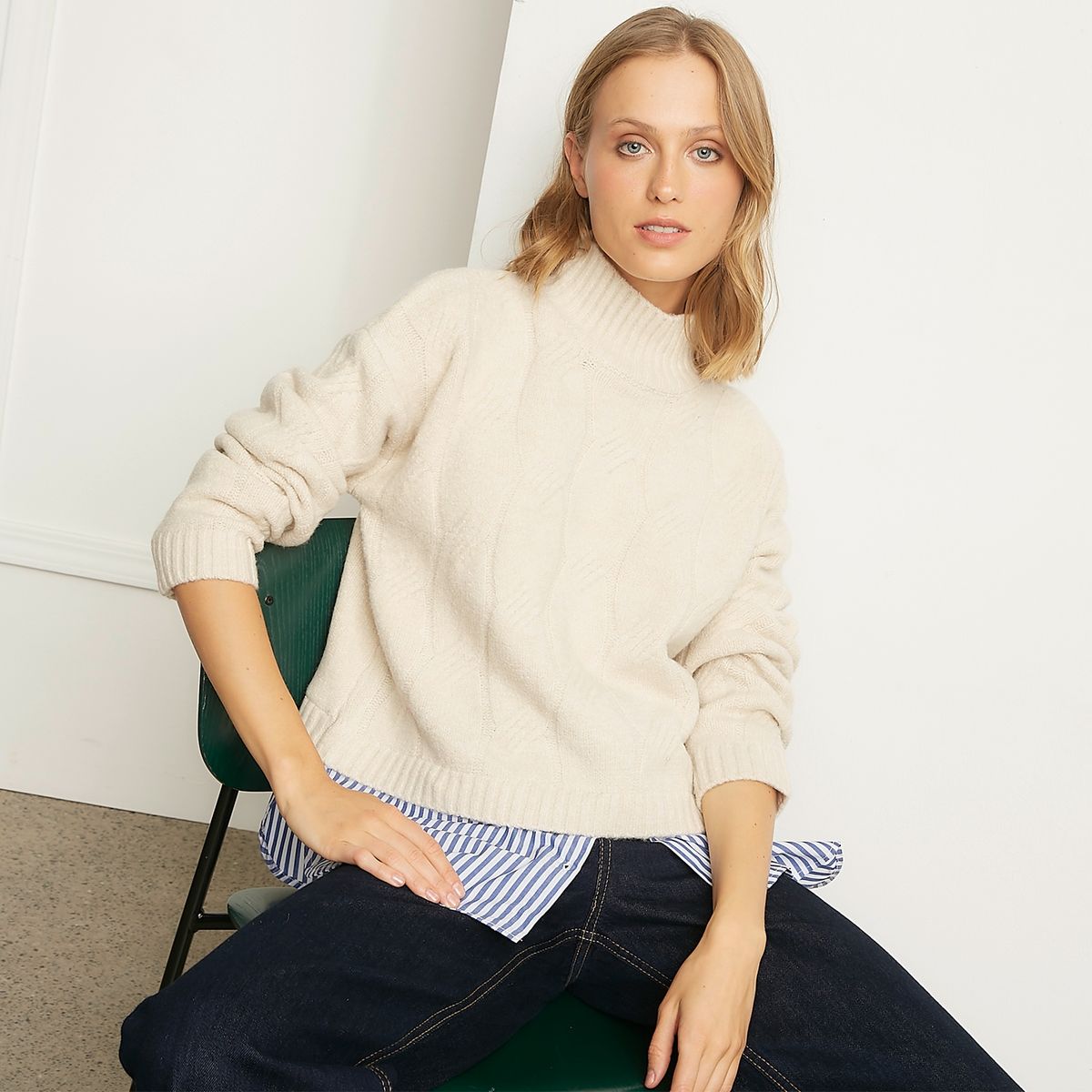 BASEMENT - Sweater Con Camisa Combinado Mujer Basement