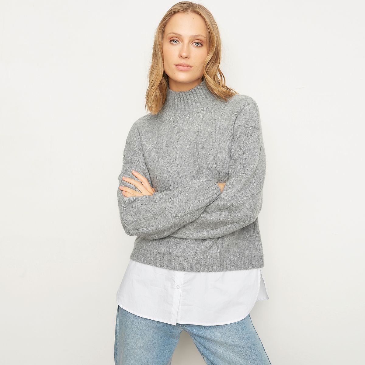 BASEMENT - Sweater Con Camisa Combinado Mujer Basement