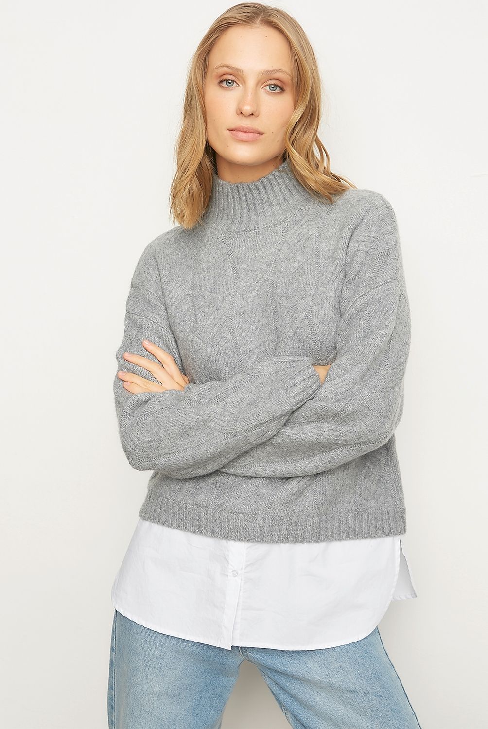 BASEMENT - Sweater Con Camisa Combinado Mujer Basement