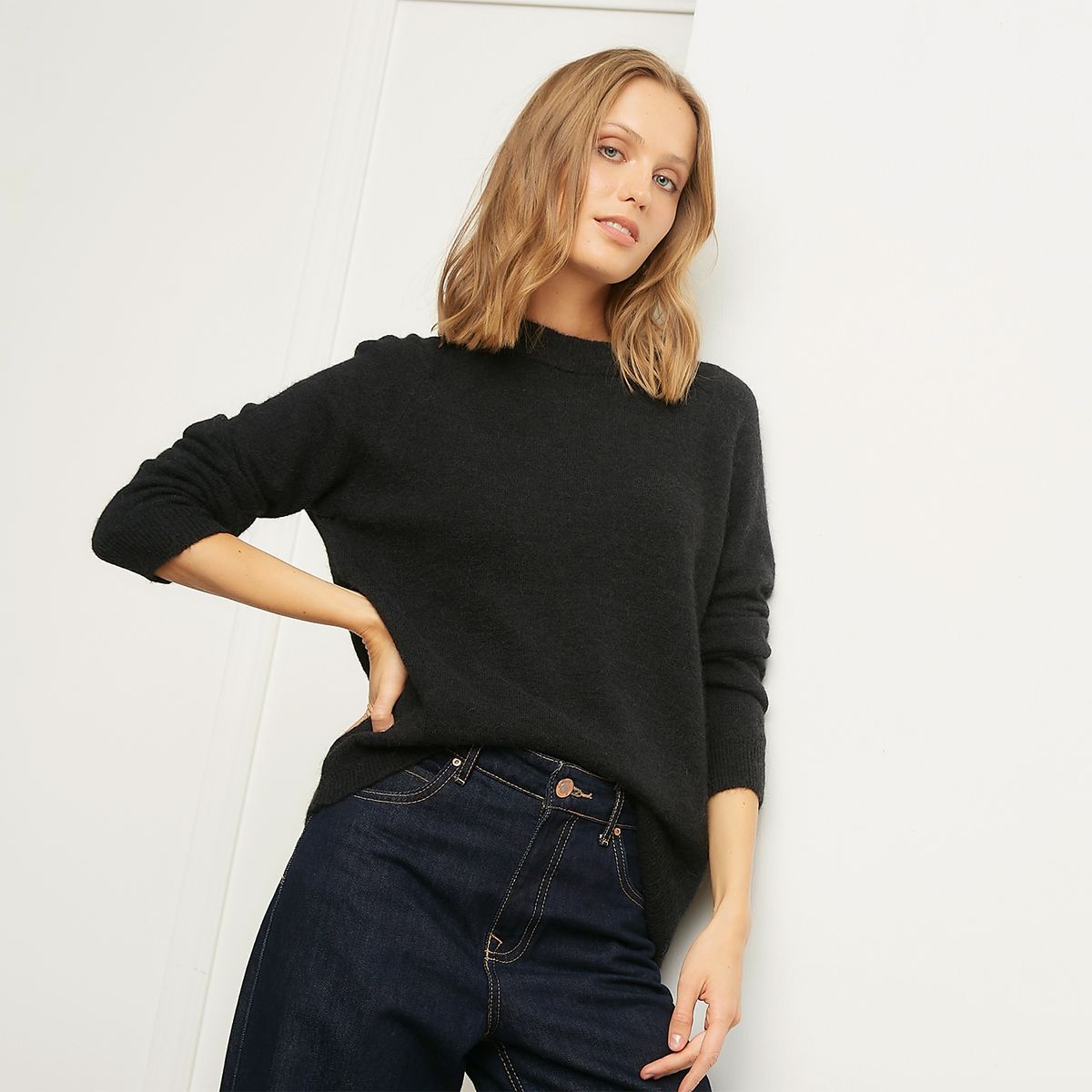 BASEMENT - Sweater Liso Manga Larga Mujer Basement