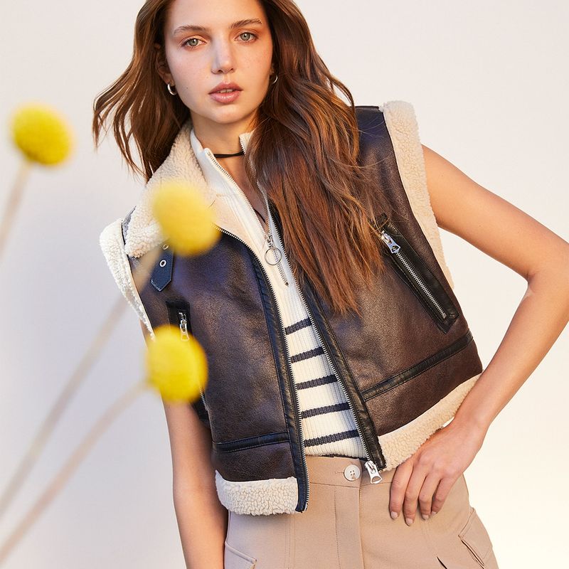 SYBILLA - Chaqueta Aviadora De Eco Cuero Mujer Sybilla