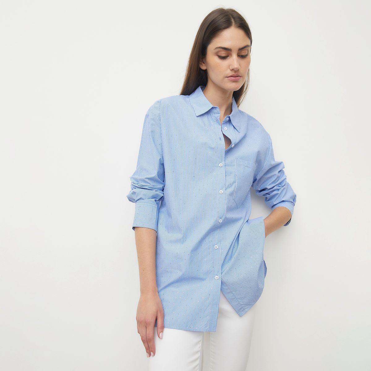 BASEMENT - Blusa Manga Larga Algodón Mujer Basement