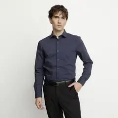 BASEMENT - Camisa Casual Hombre Manga Larga Diseño Puntos