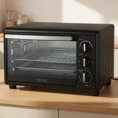 RECCO - Horno Eléctrico 30 Litros Doble Vidrio Negro