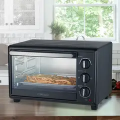 RECCO - Horno Eléctrico 30 Litros Doble Vidrio Negro