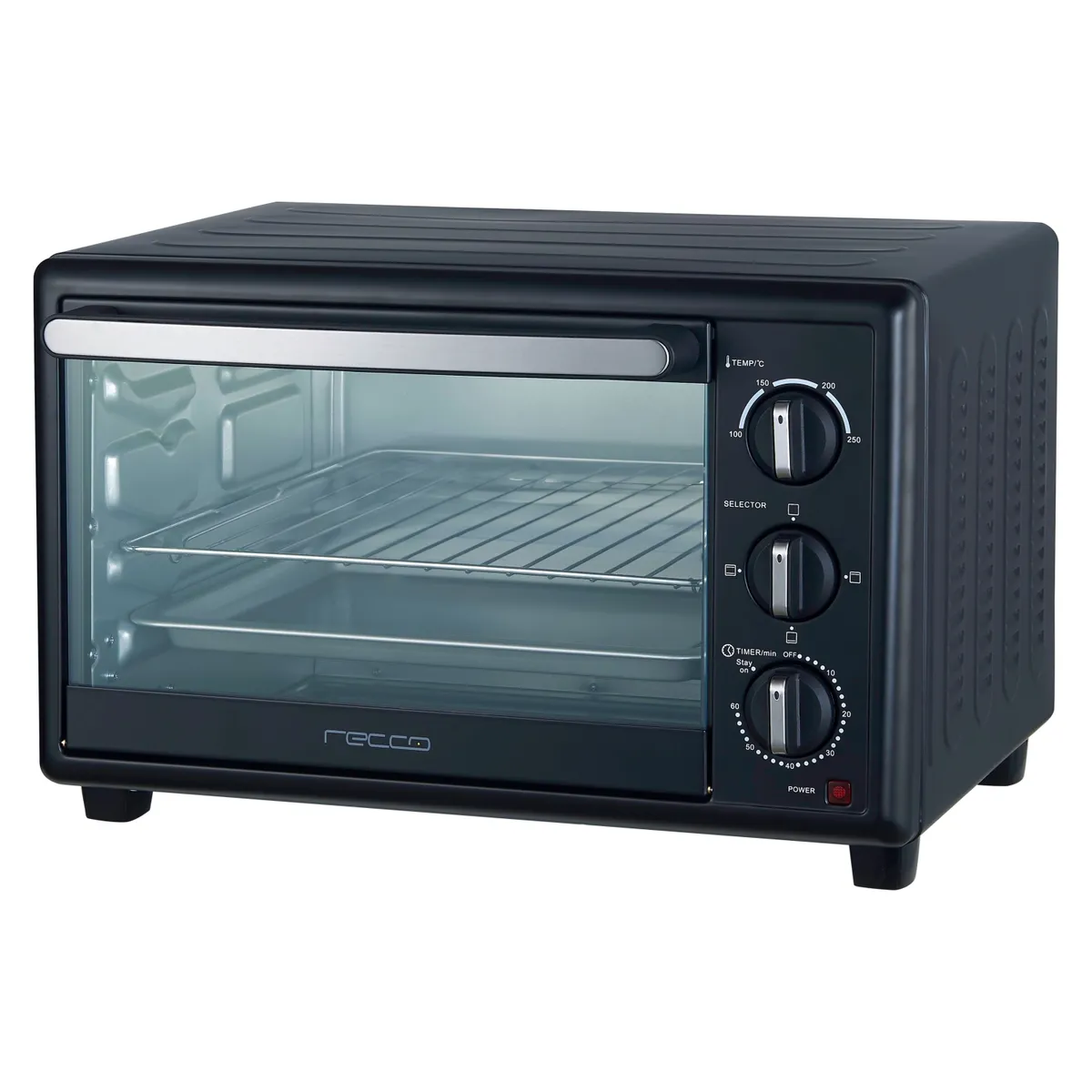 RECCO - Horno Eléctrico Recco 30 Litros Doble Vidrio Negro