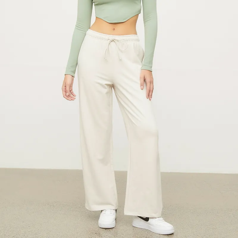 SYBILLA - Pantalón De Buzo Wide Leg Tiro Alto Mujer Sybilla