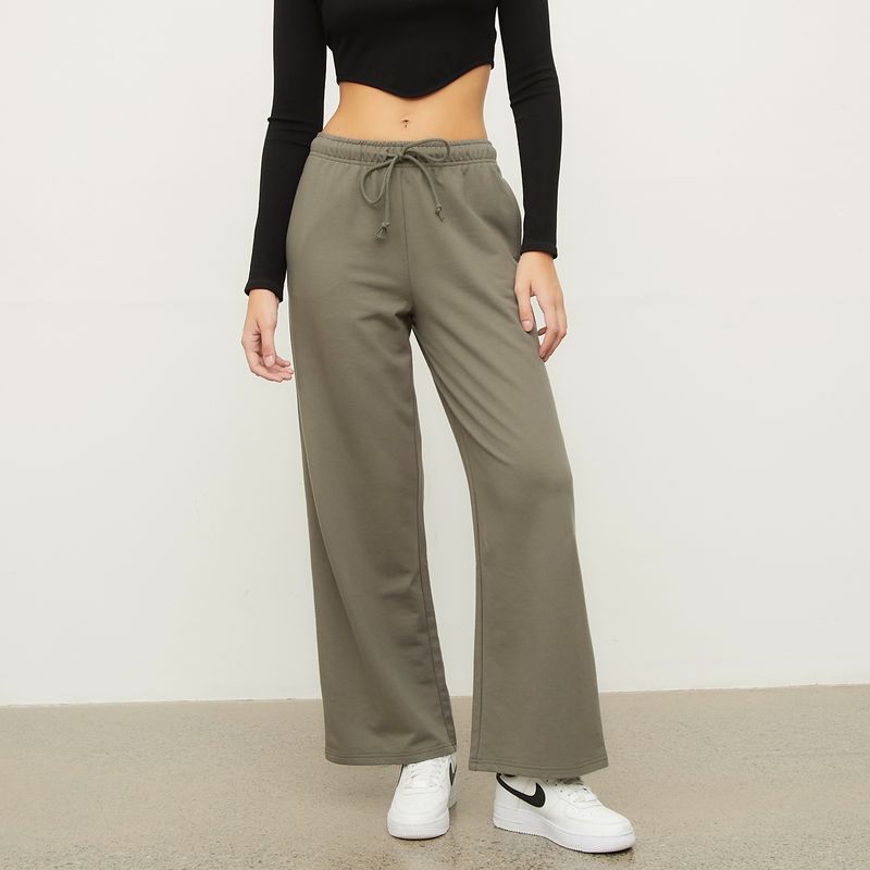 SYBILLA - Pantalón De Buzo Wide Leg Tiro Alto Mujer Sybilla