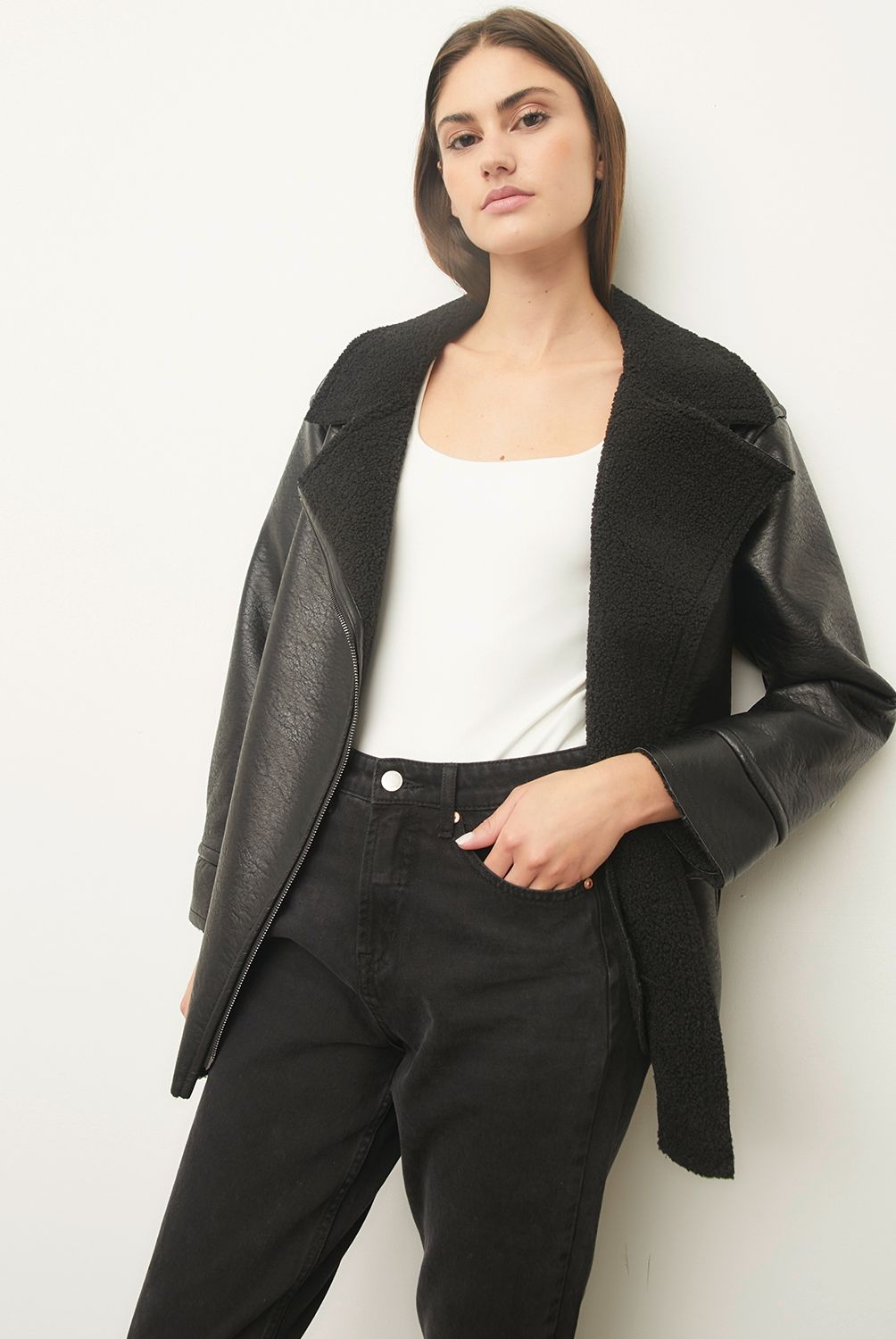 BASEMENT - Chaqueta Aviadora De Cuero Mujer Basement
