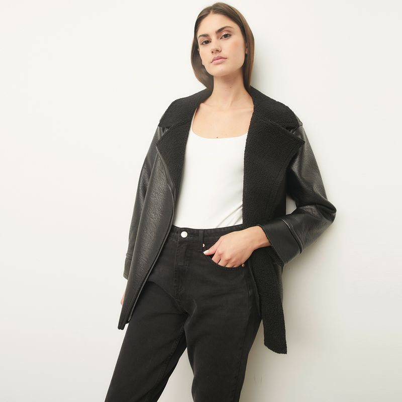 BASEMENT - Chaqueta Aviadora De Cuero Mujer Basement