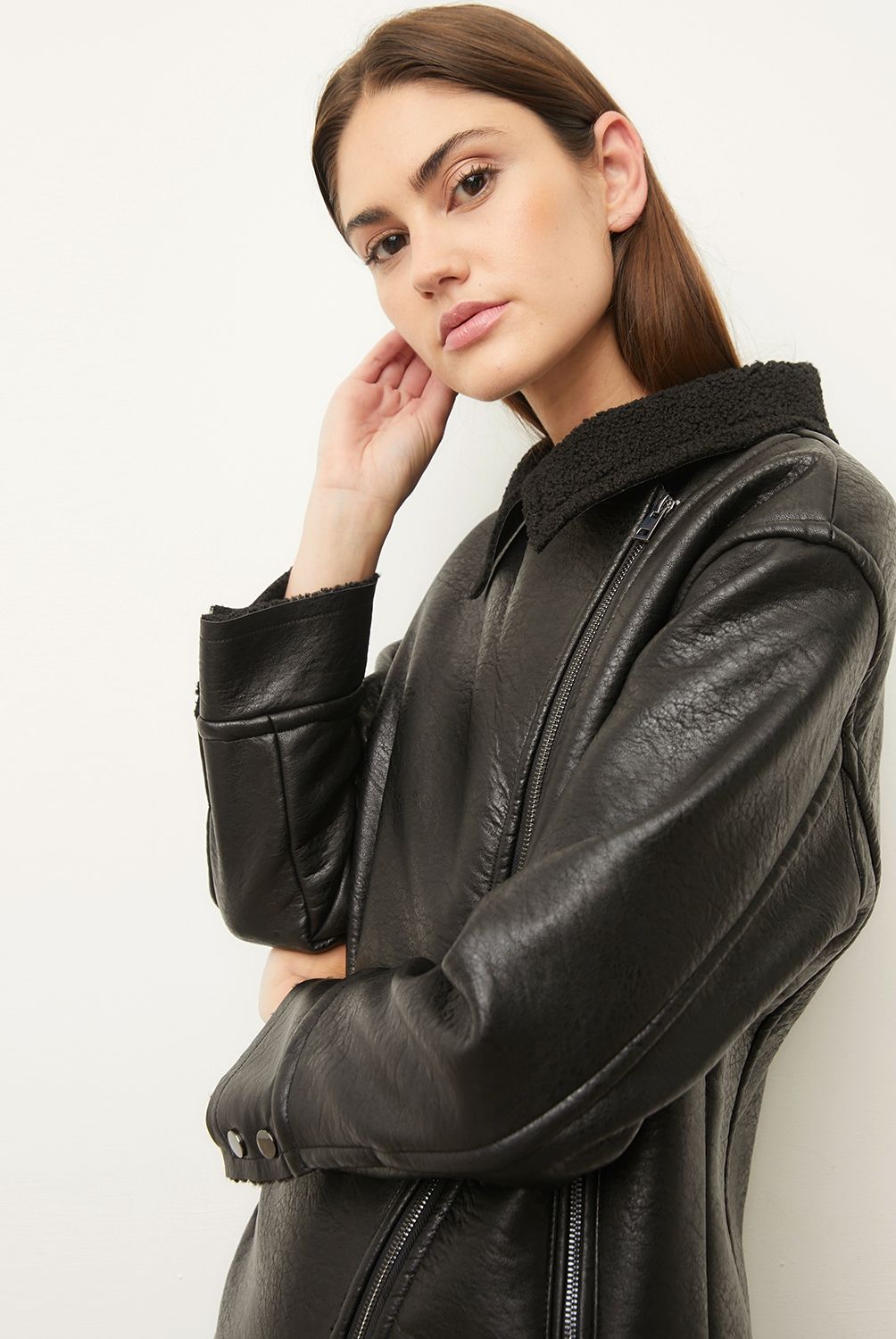 BASEMENT - Chaqueta Aviadora De Cuero Mujer Basement