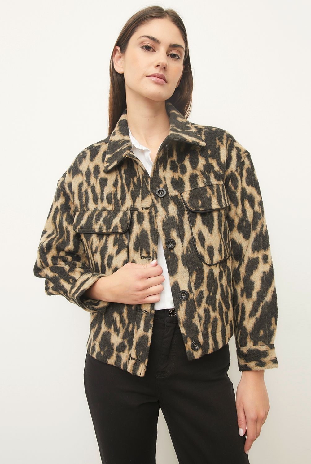 BASEMENT - Chaqueta Paño Animal Print Mujer Basement