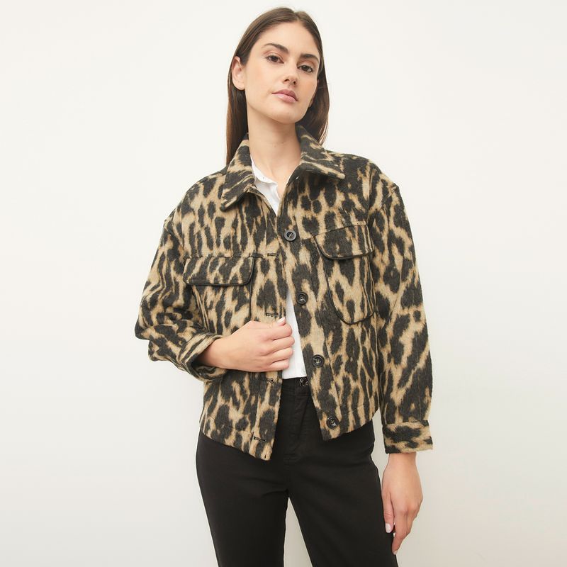 BASEMENT - Chaqueta Paño Animal Print Mujer Basement